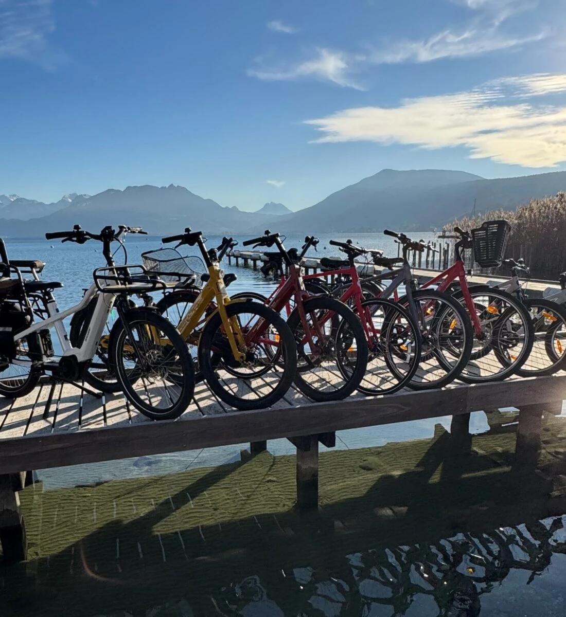 Parc de vélos à la location chez Roul'ma poule à Annecy
