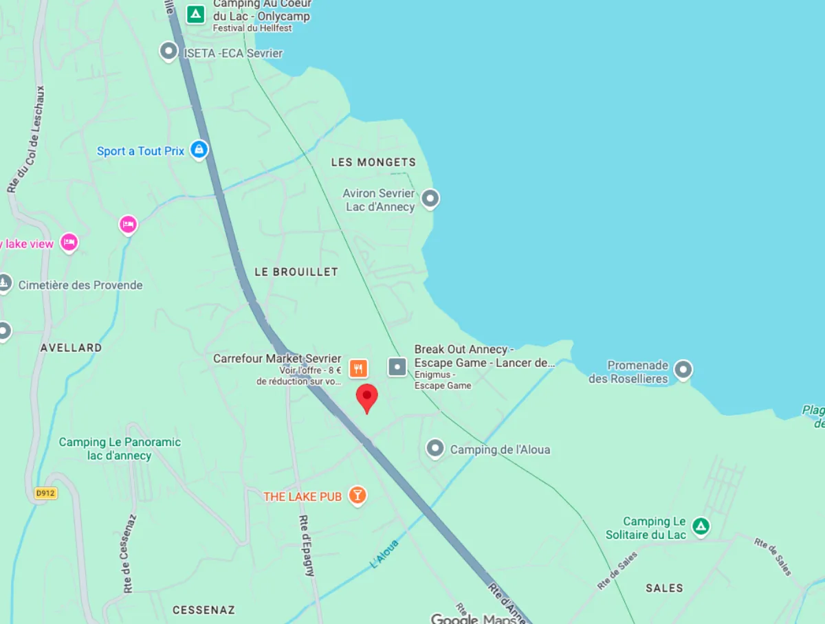 Emplacement du magasin de location de vélo à Sévrier