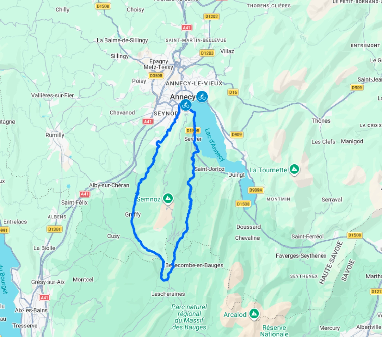 Itinéraire en vélo : Semnoz Tour – Cycling Route