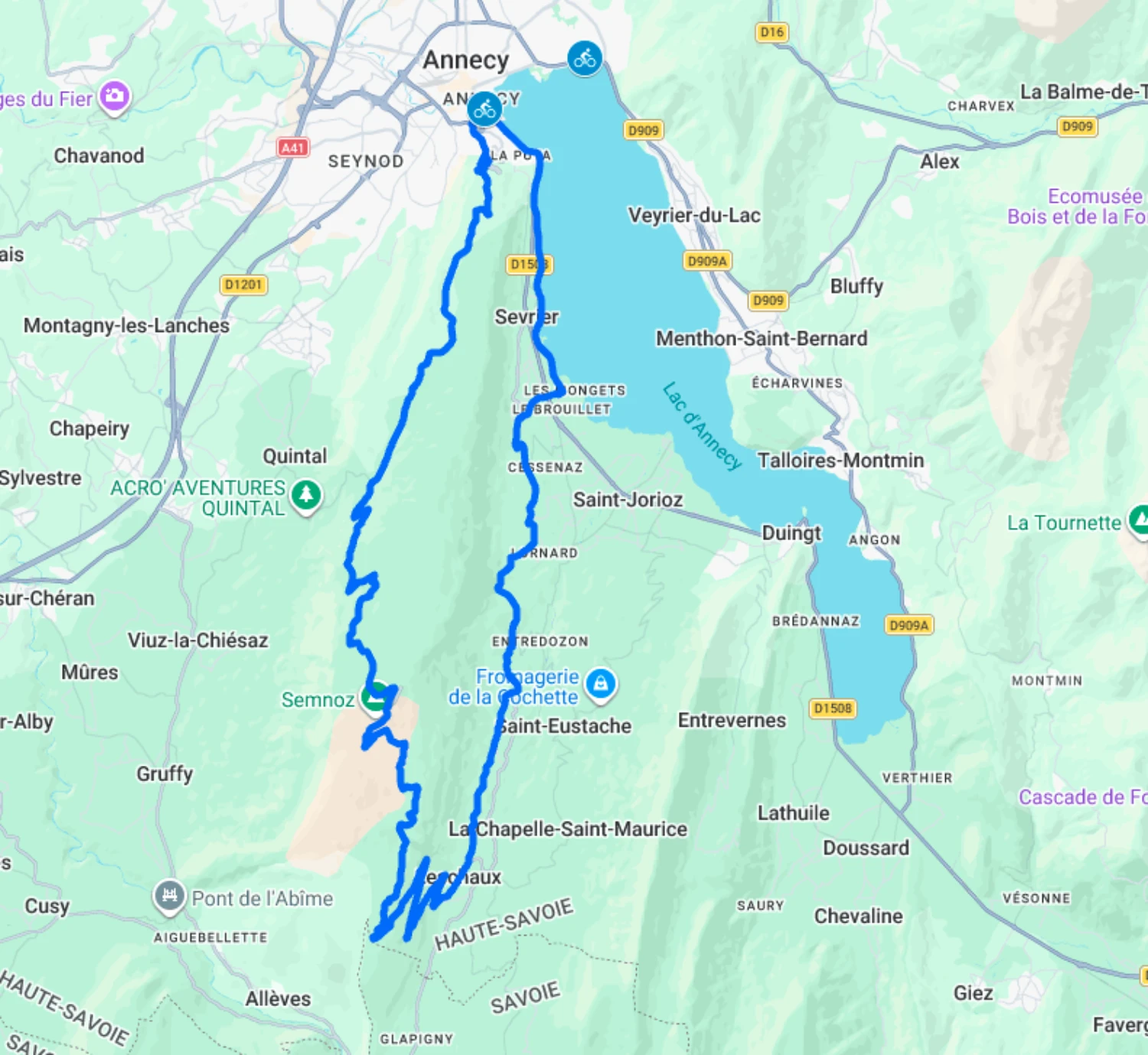 Itinéraire en vélo : Traversée du Semnoz – Itinéraire à vélo