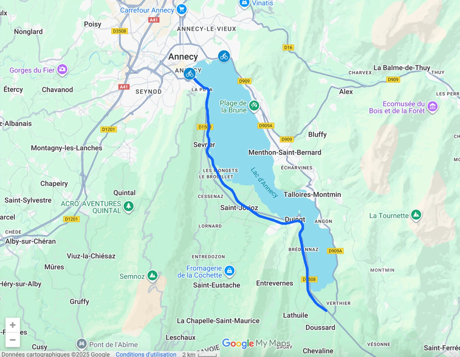 Itinéraire en vélo : Lac d’Annecy Greenway (easy flat ride, 1 to 3 hours) – Cycling route