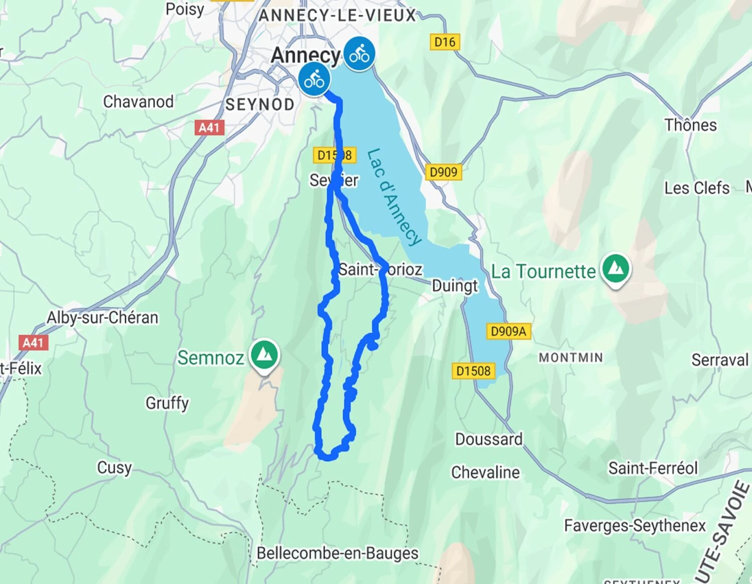 Itinéraire en vélo : Leschaux Loop – Cycling Route